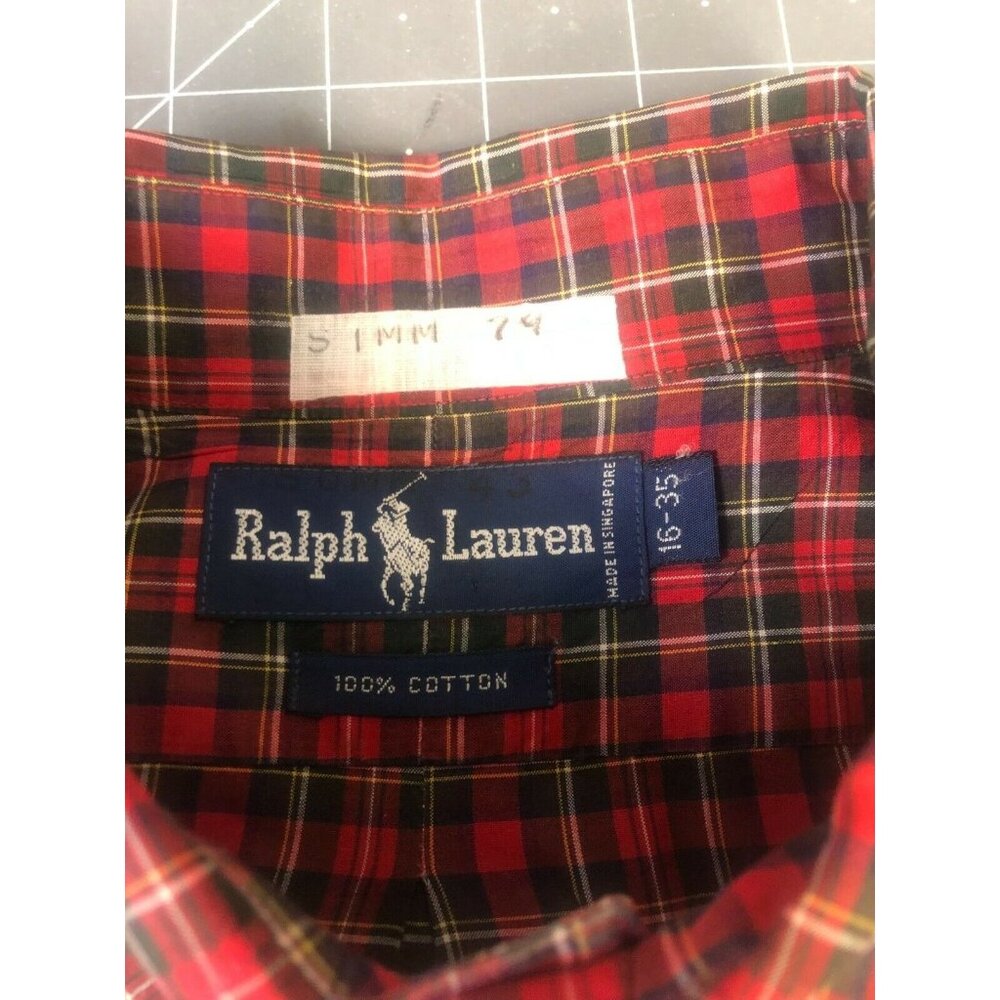 Classic Ralph Lauren Polo Red Plaid Button Down Shirt 100% Cotton Men's Sz. L - Picture 5 of 5